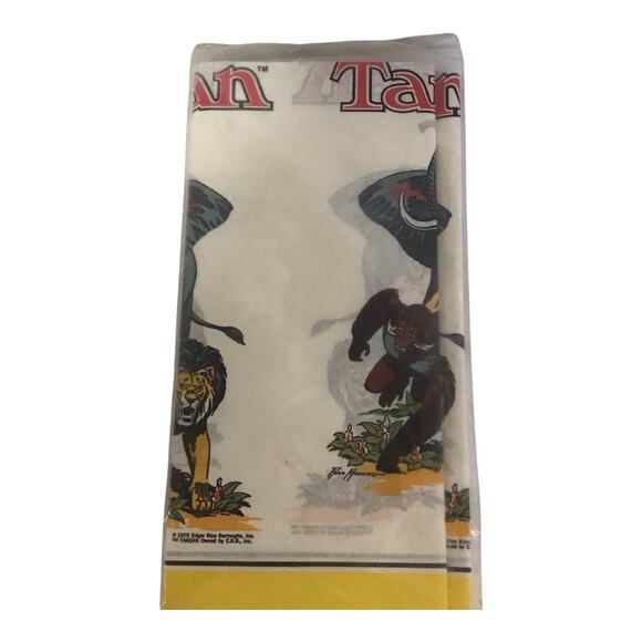 Vintage 1975 Tarzan Paper Table Cover Amscan USA 54x96 NOS Party Decoration - Picture 5 of 9